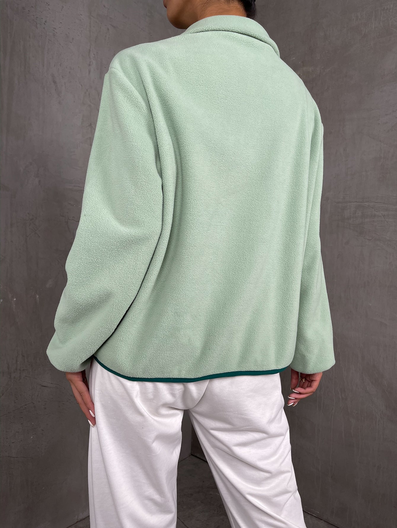 Color Block Quarter Zip Lantern Sleeve Pullover