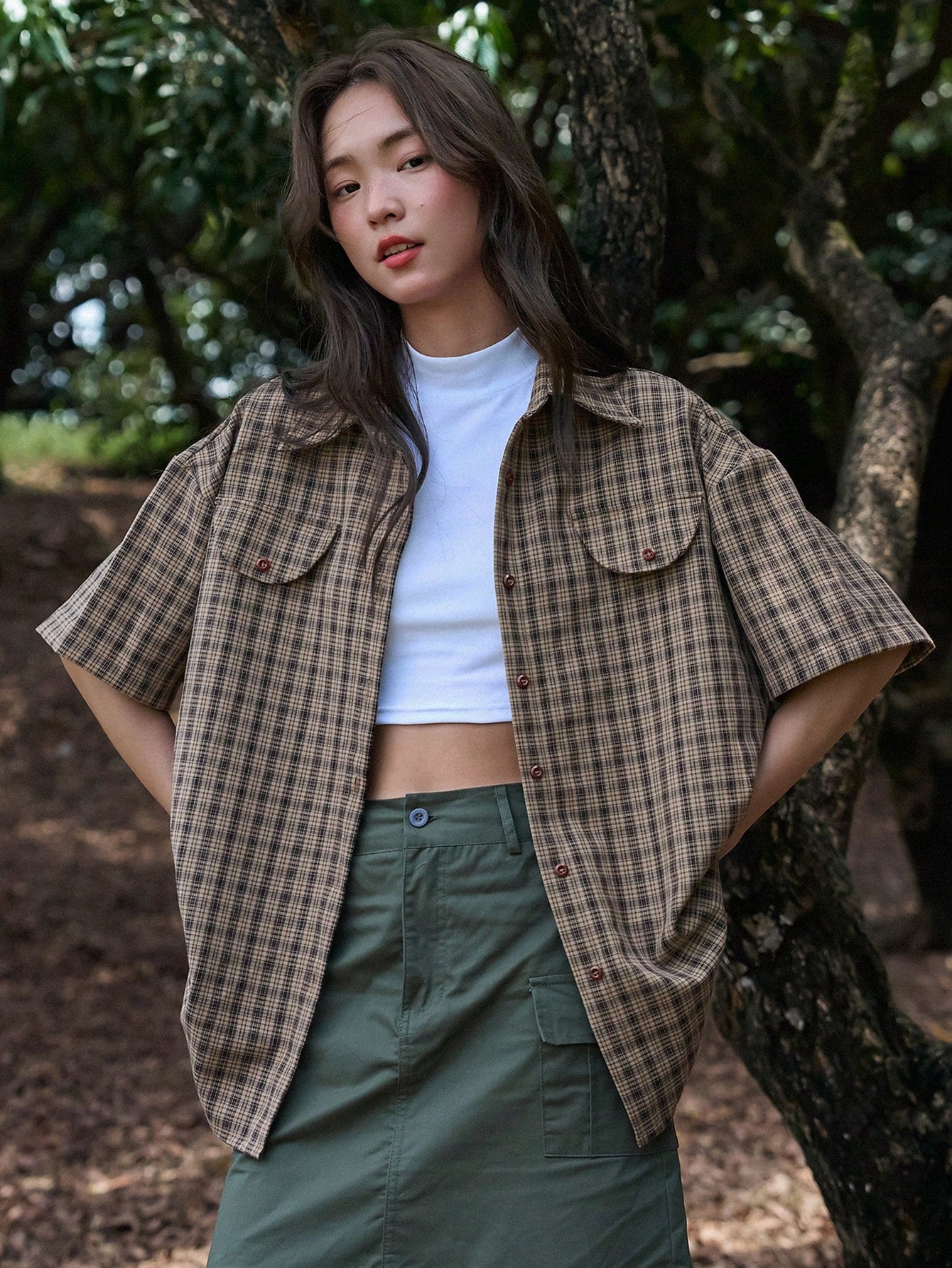 Plaid Print Drop Shoulder Shirt