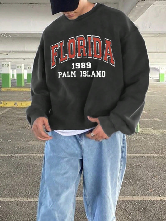 Men's Plus Size Florida  Printed Fleece Sweatshirt