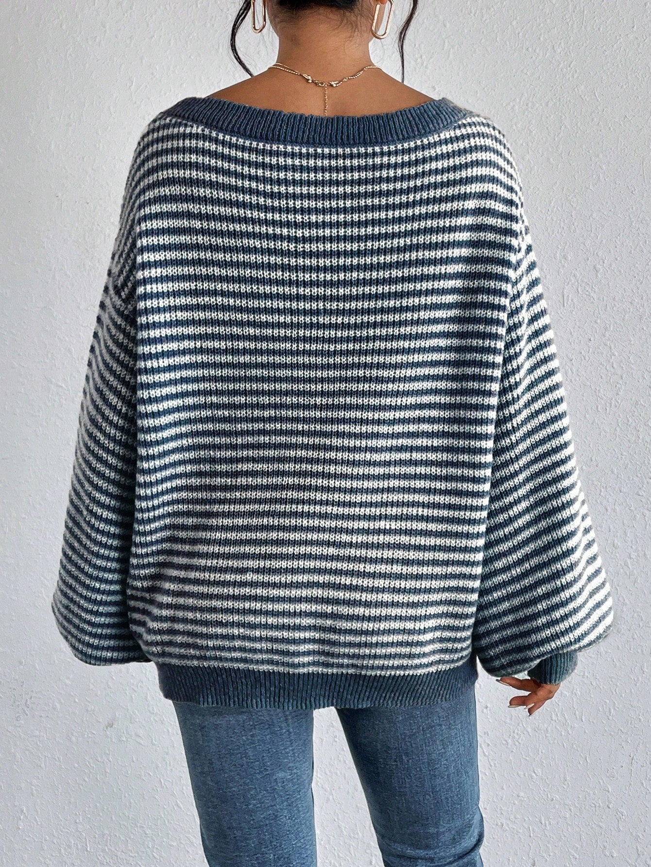 Lust Striped Pattern Drop Shoulder Sweater