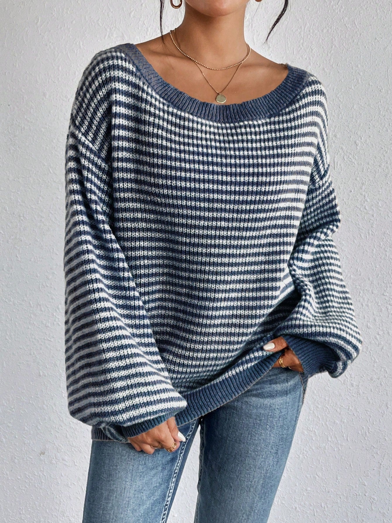 Lust Striped Pattern Drop Shoulder Sweater