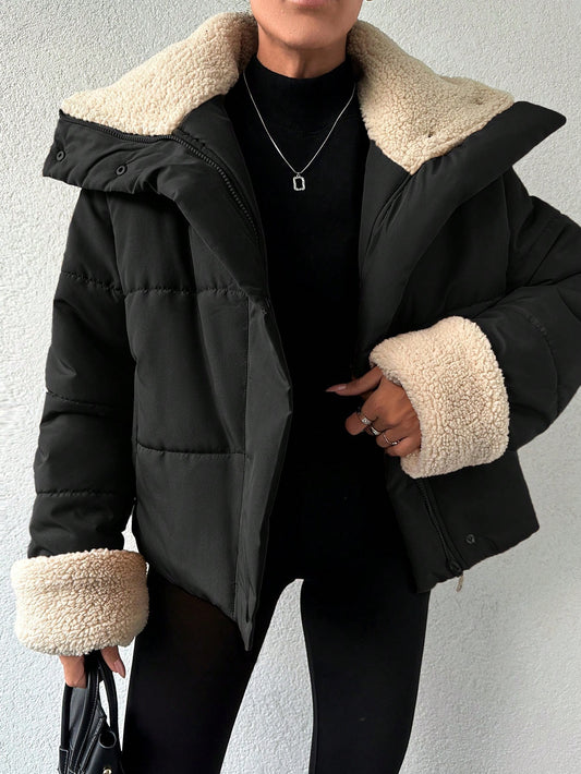 Women's Padded Jacket With Fur Collar