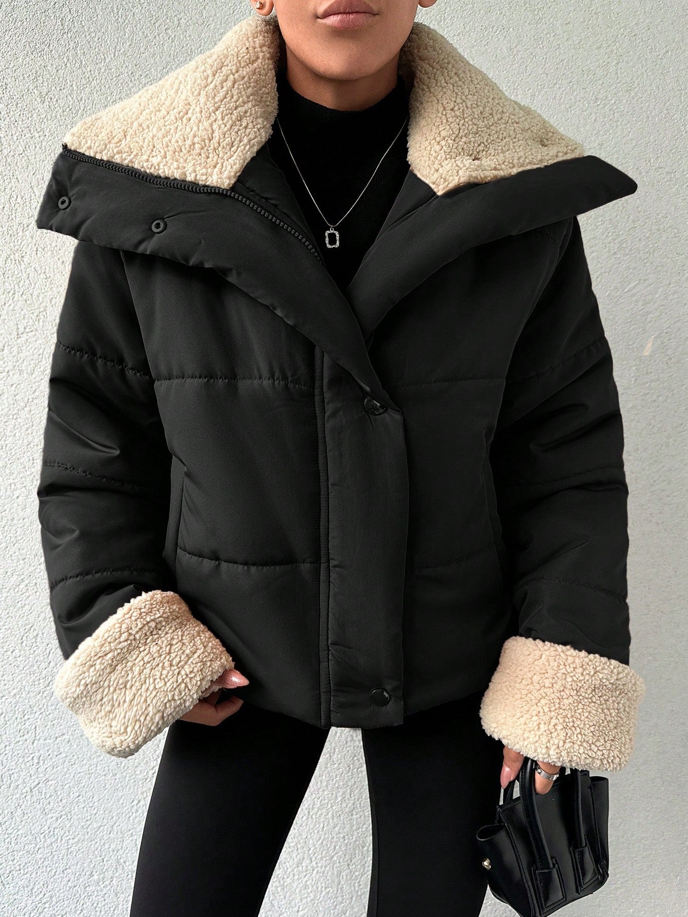 Women's Padded Jacket With Fur Collar