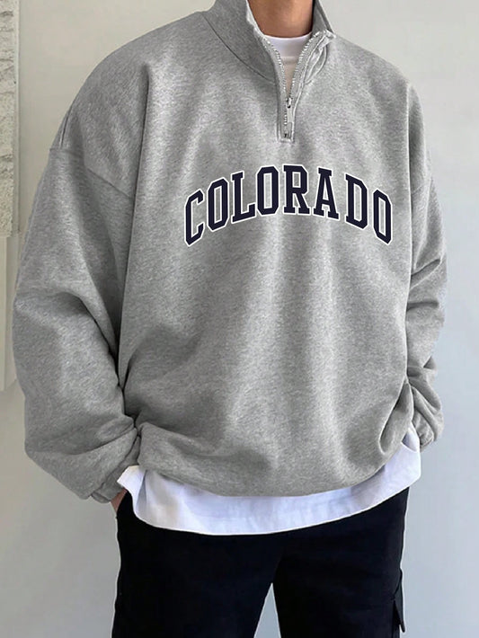 Men's Colorado Print Zipper Half Sweatshirt