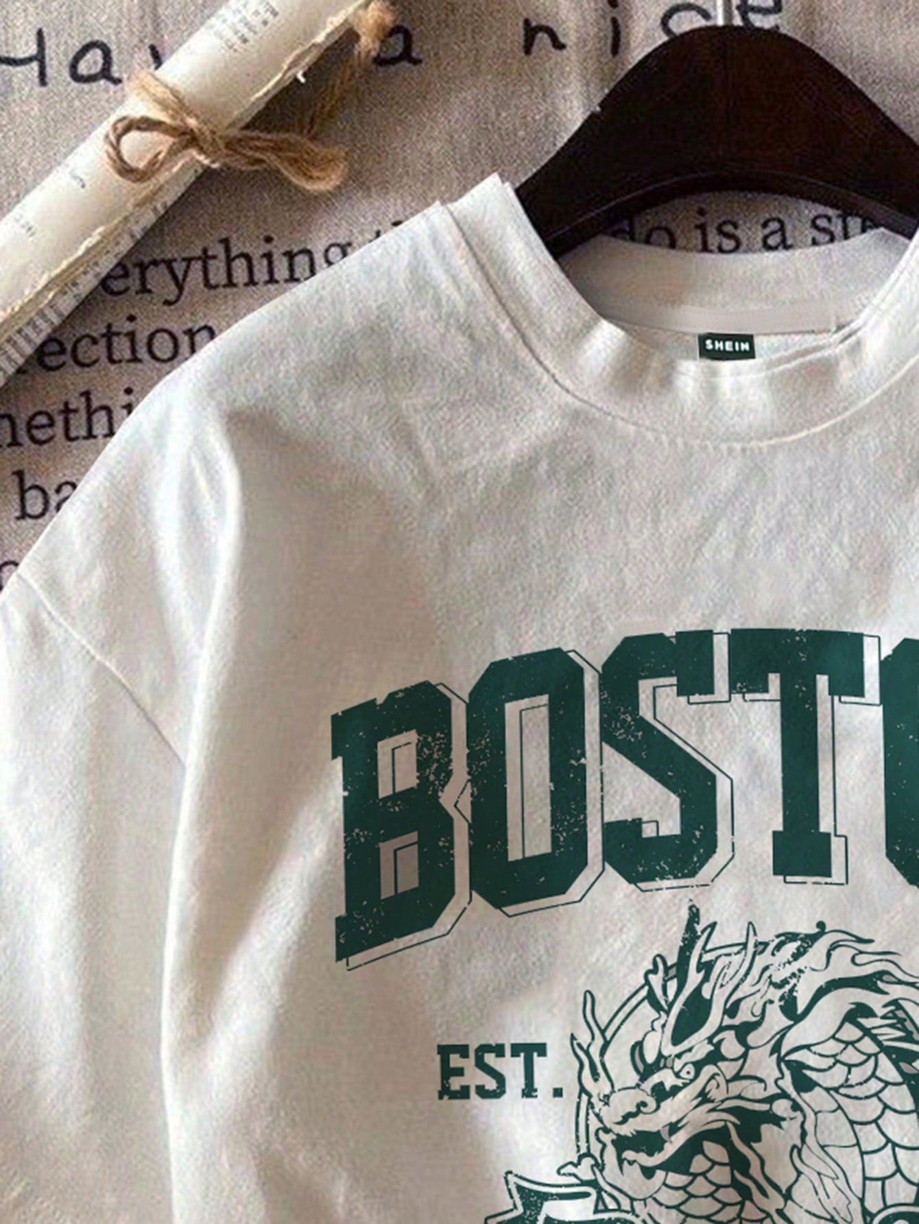 Women Casual Boston College Style English Letter Print  Short Sleeve