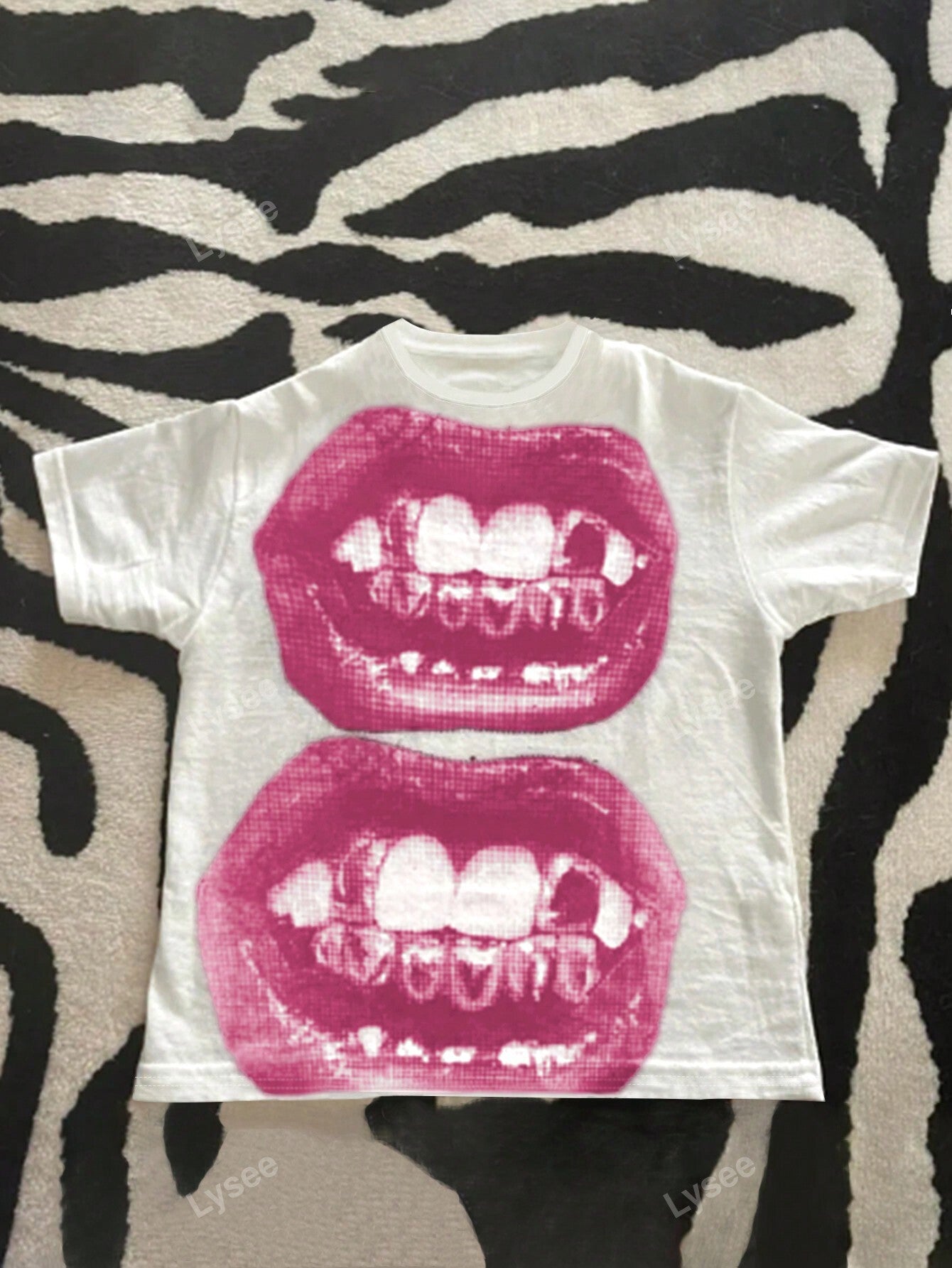 Women's Casual Punk Lips Printed Short Sleeve Gothic Streetwear T-Shirt