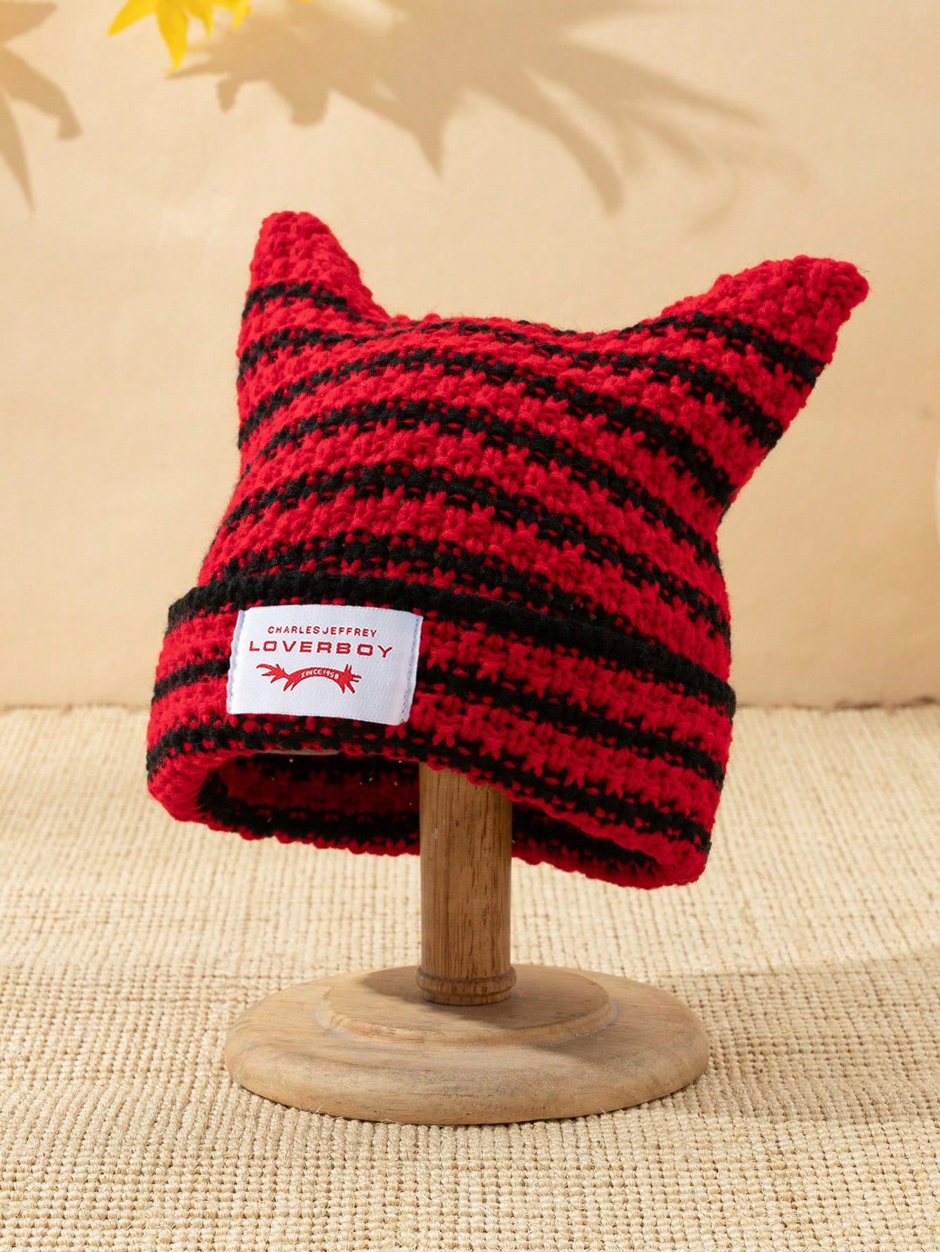 1pc Men's Unique Cat Ears Sewn Label Y2K Knit Beanie, Suitable For Autumn/Winter Warm Daily Wear Halloween