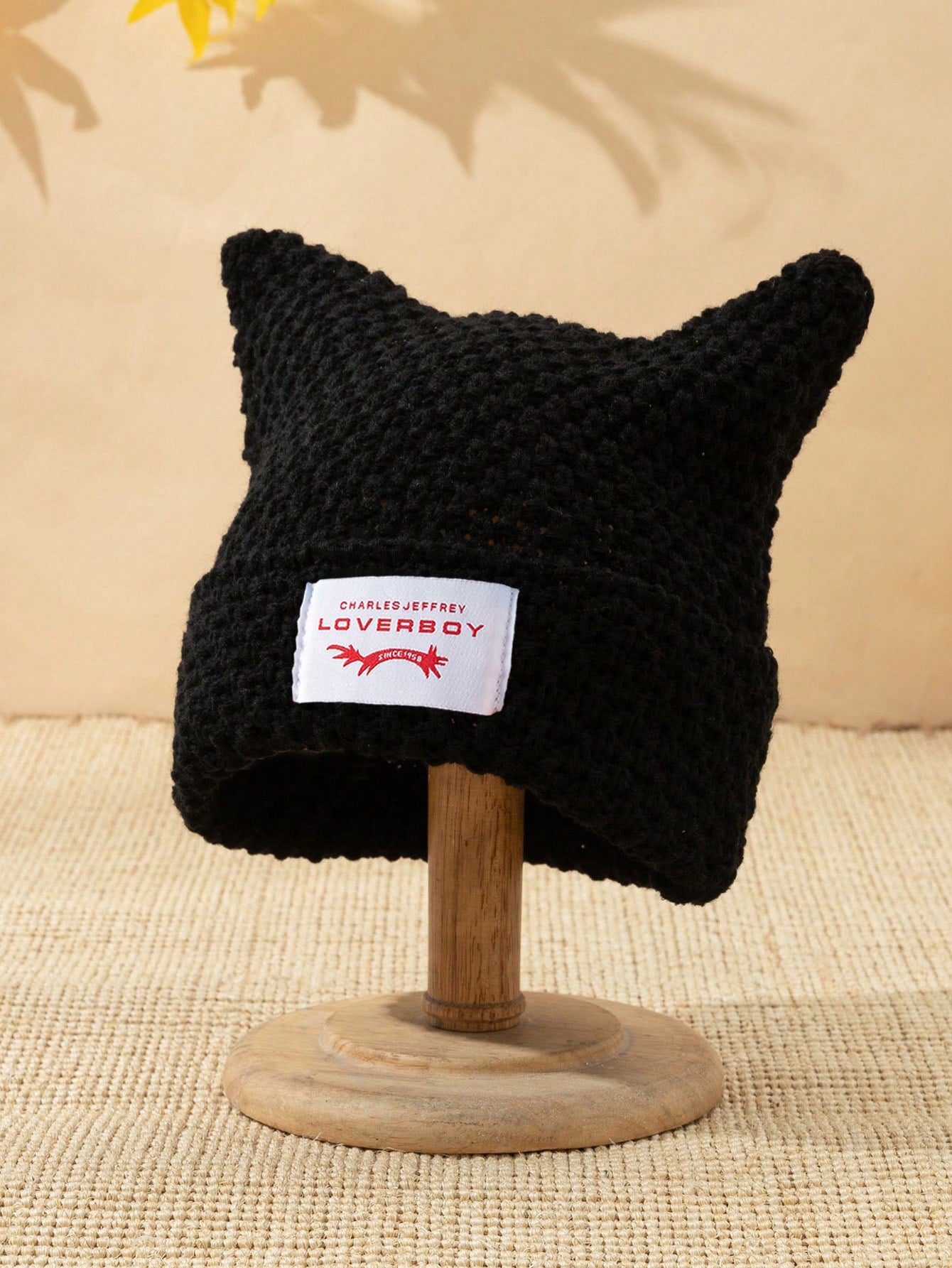 1pc Men's Unique Cat Ears Sewn Label Y2K Knit Beanie, Suitable For Autumn/Winter Warm Daily Wear Halloween