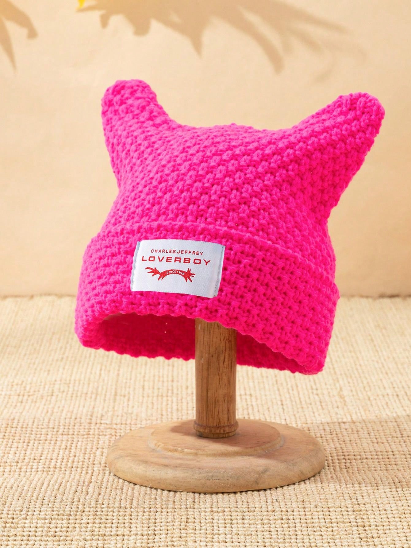 1pc Men's Unique Cat Ears Sewn Label Y2K Knit Beanie, Suitable For Autumn/Winter Warm Daily Wear Halloween