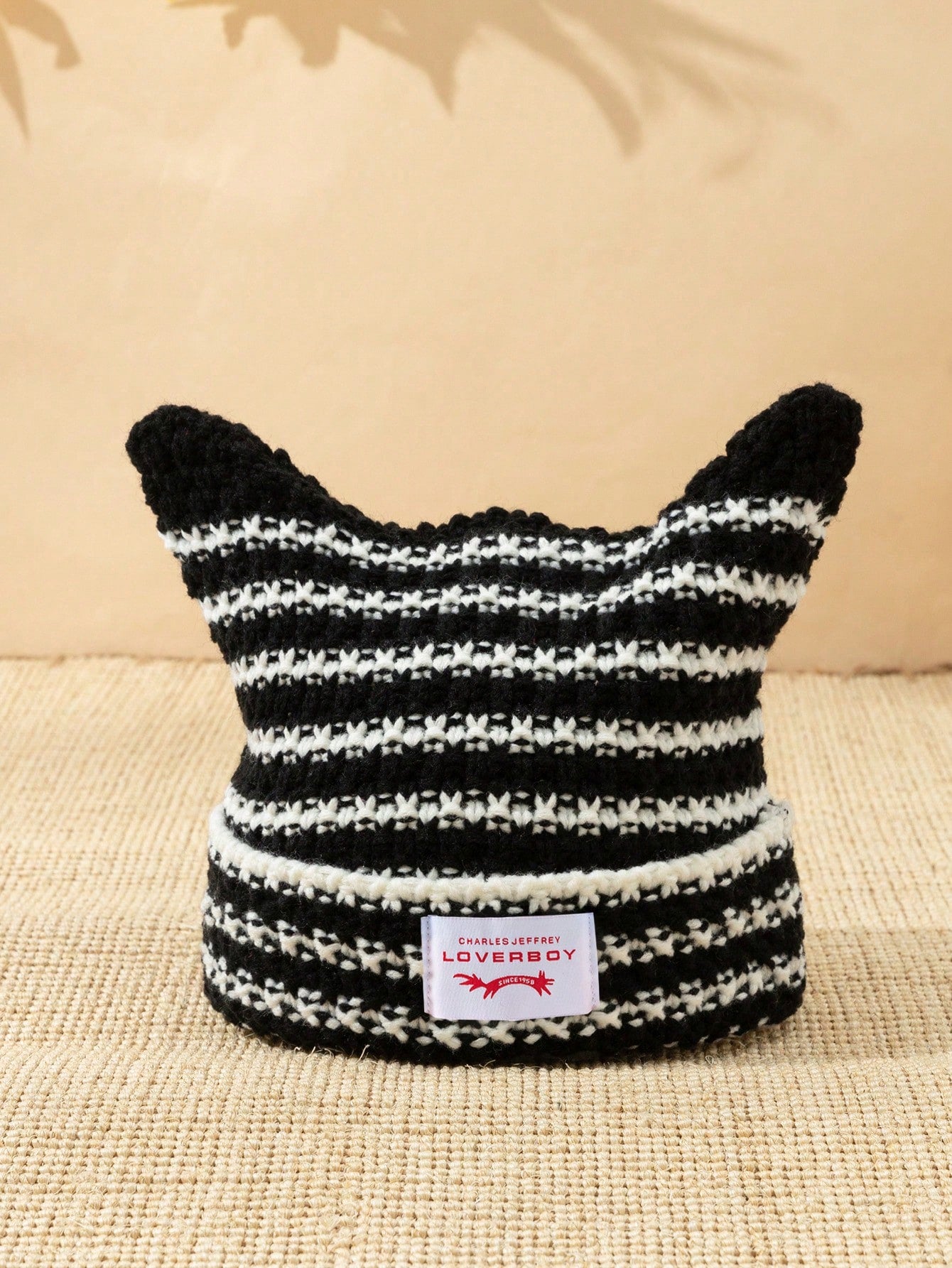 1pc Men's Unique Cat Ears Sewn Label Y2K Knit Beanie, Suitable For Autumn/Winter Warm Daily Wear Halloween