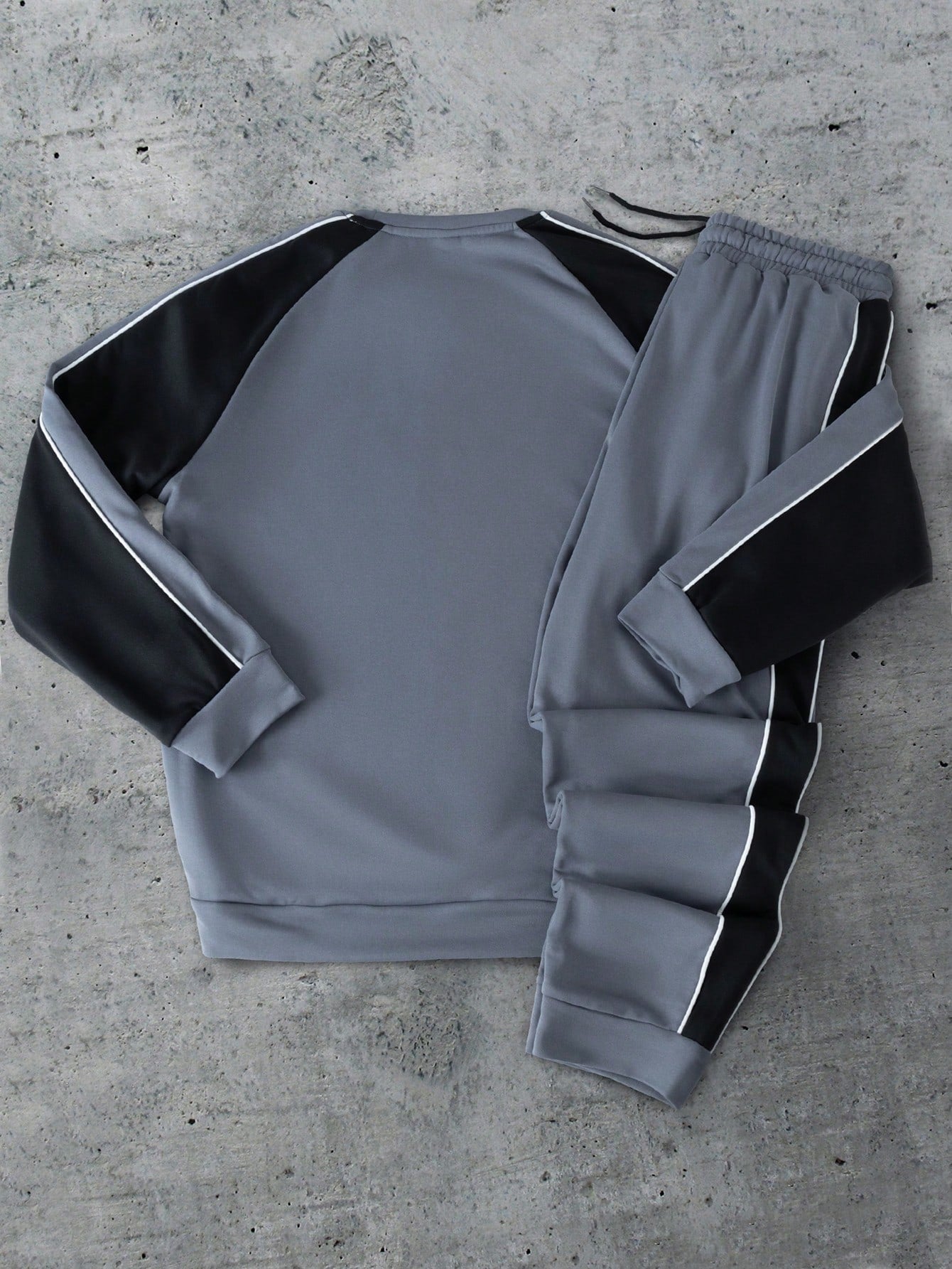 Men's Casual Contrast Color Block Print Crewneck Sweatshirt And Sweatpants Sports Suit