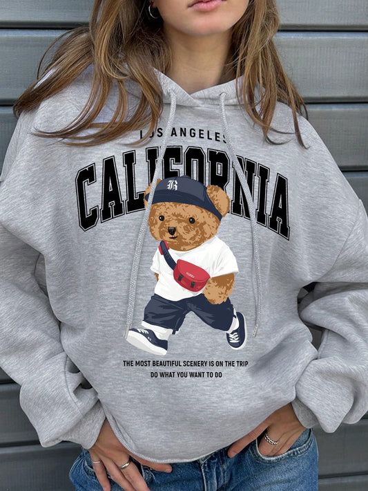 Casual At-Home/Outdoor Teddy Bear & "California" Letter Print