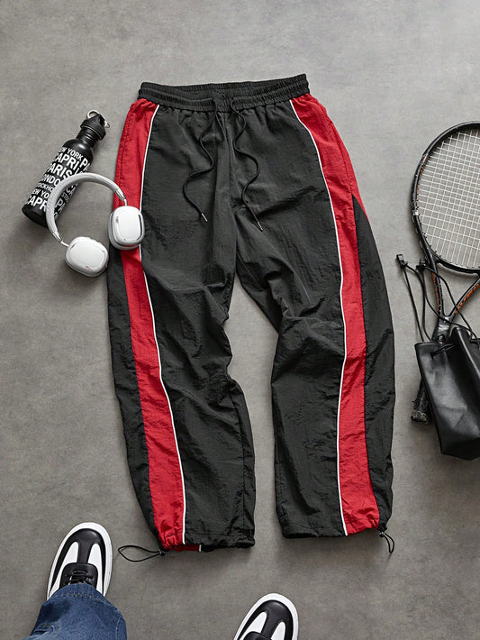 Men's Contrast Color Drawstring Waist Casual Workout Sweatpants