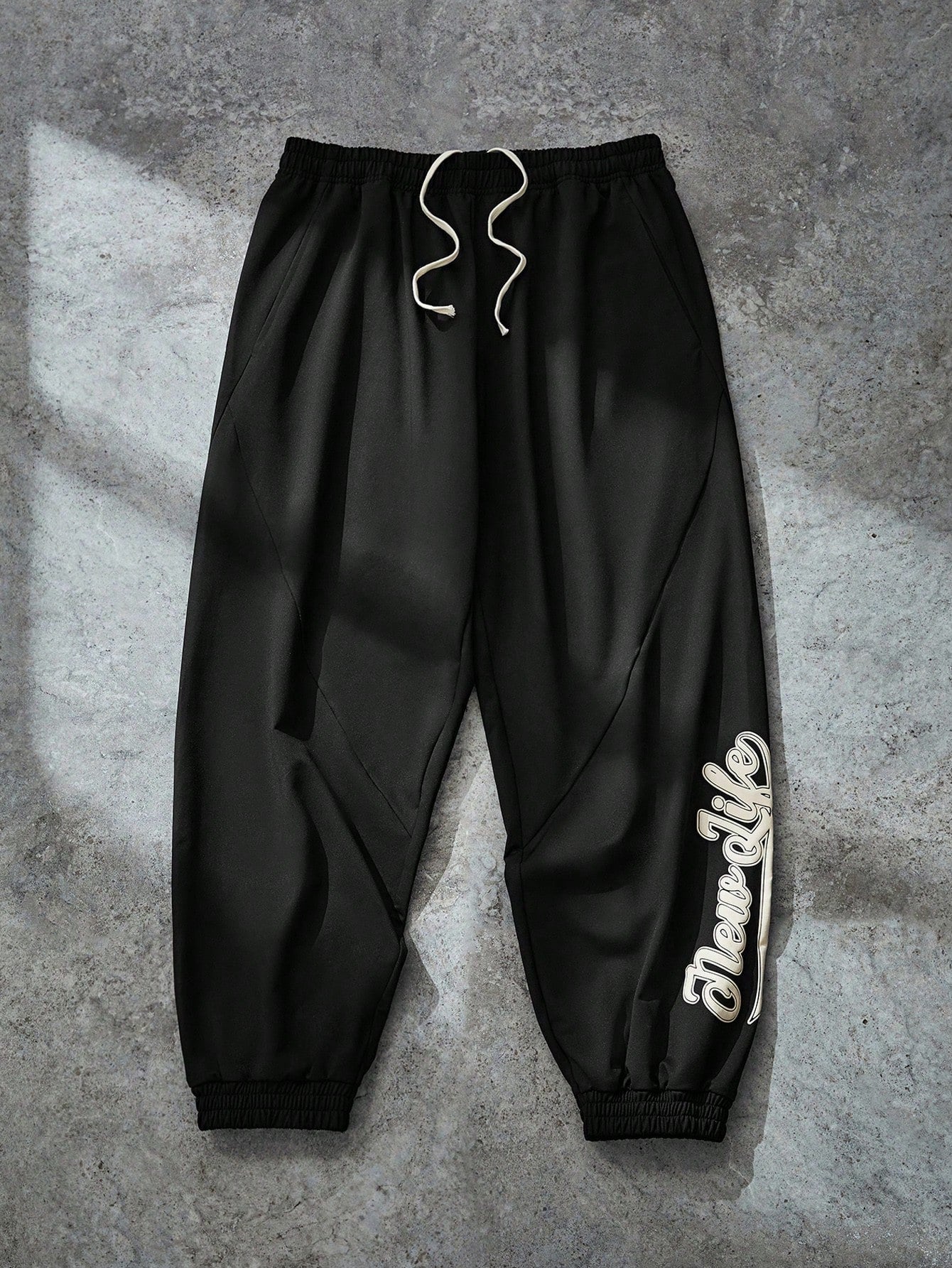 Men's Letter Print Drawstring Waist Cuffed Sweatpants