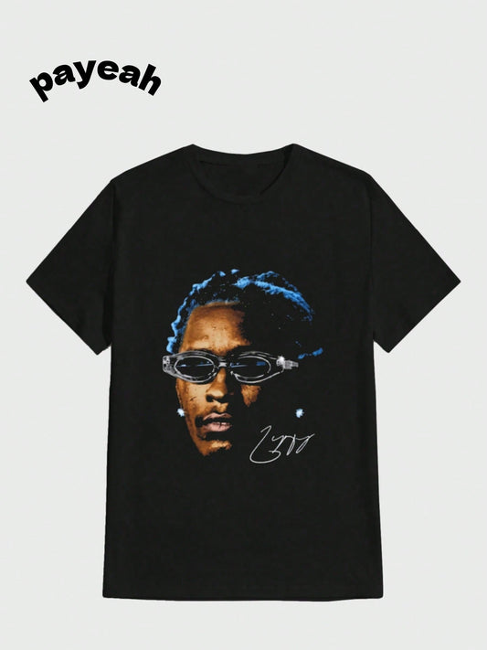 Young Thug  T-Shirt Concert Blue Rare Hip Hop Pattern Print | Retro Unisex Shirt