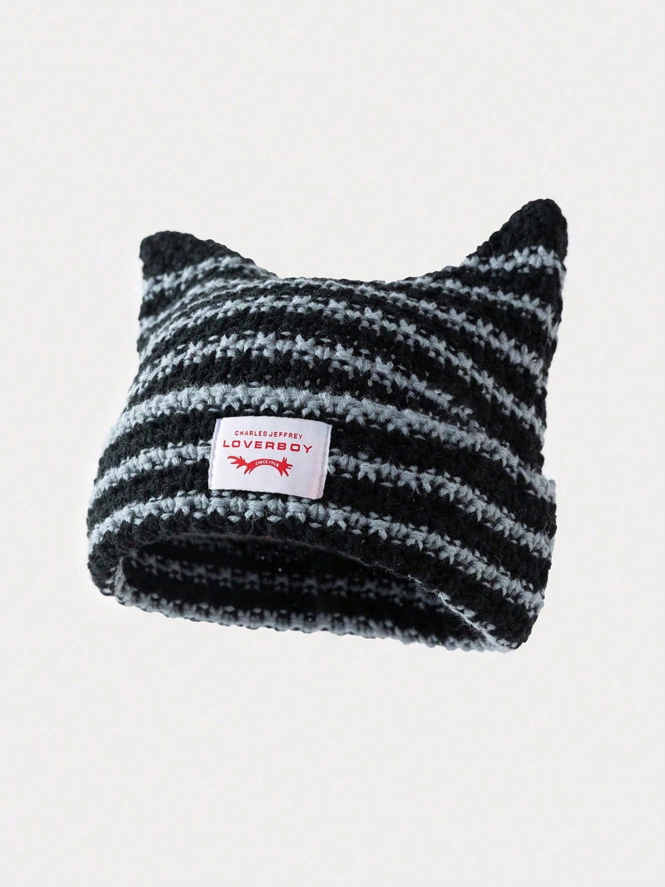 1pc Men's Unique Cat Ears Sewn Label Y2K Knit Beanie, Suitable For Autumn/Winter Warm Daily Wear Halloween