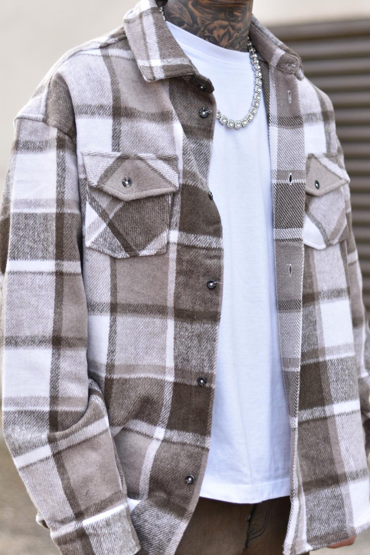 Wanted Plaid Shacket - Brown